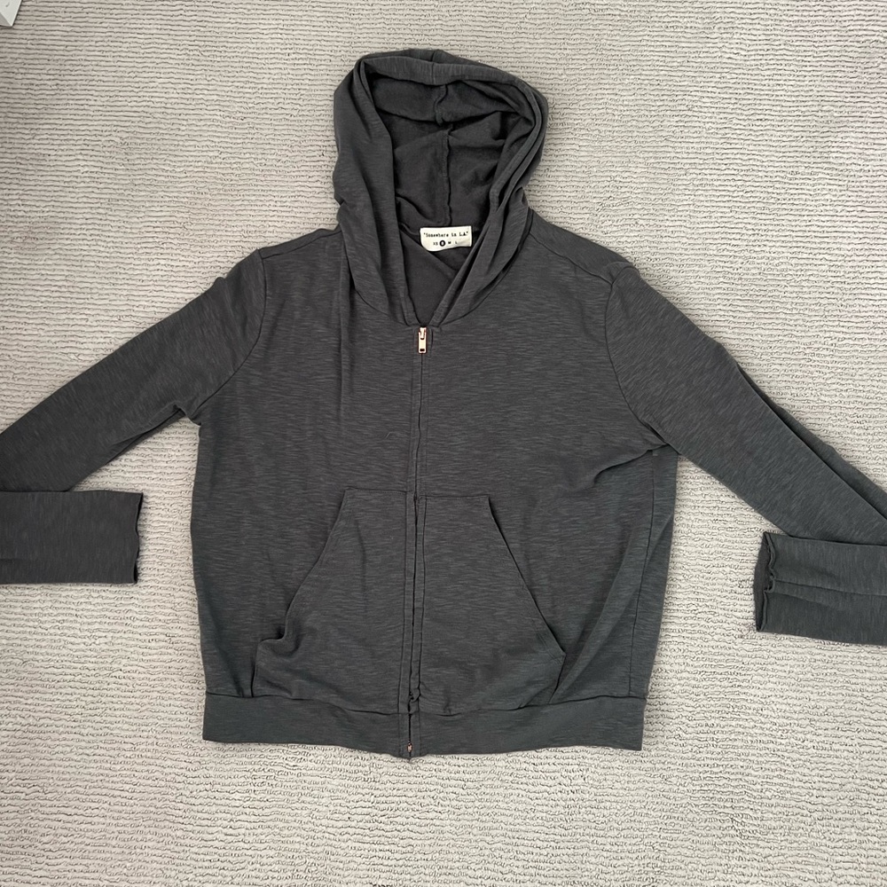 Somewhere in L.A. Grey Heathered Zip Up Hoodie